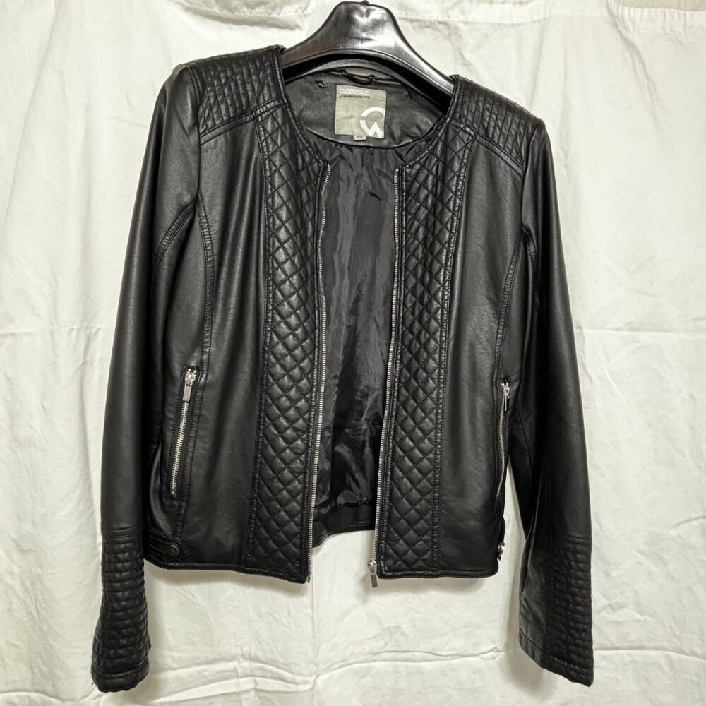 Moto Black Vegan Faux Leather Zippered Jacket